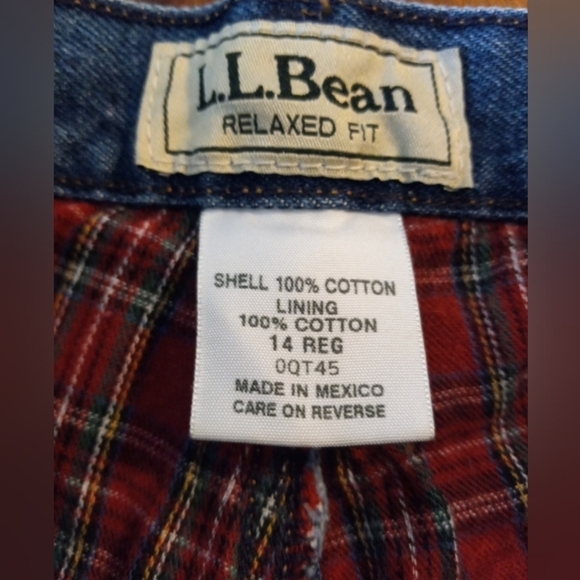 LL Bean Flannel Lined Jeans Womens Size 14 R Relaxed Fit Blue Denim 5 Po… - Picture 3 of 4